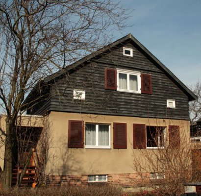 Frontansicht Einfamilienlhaus in die Siedlung Am Nuthestrand