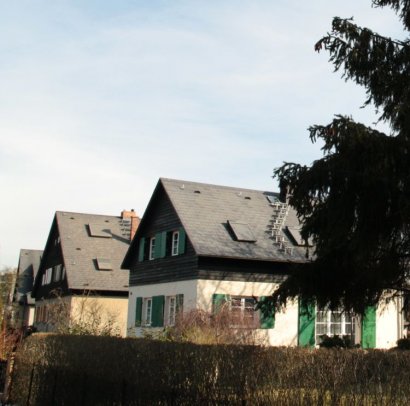 einheitlicher Baustil in der Siedlung Am Nuthestrand